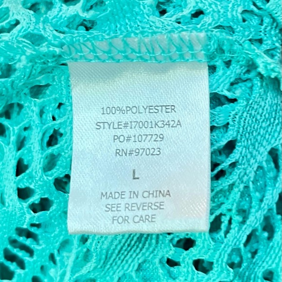 Turquoise Crochet Swimsuit Cover-Up Dress Size Large - Picture 5 of 5